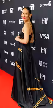 Jessica Matten at the 2024 Toronto International Film Festival (TIFF) for the movie Rez Ball.