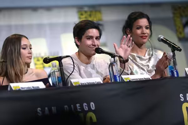 Alycia Debnam-Carey, Lorenzo James Henrie and Danay Garcia speaking at the 2016 San Diego Comic Con International, for "Fear the Walking Dead", at the San Diego