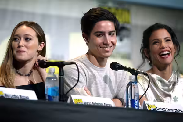 Alycia Debnam-Carey, Lorenzo James Henrie and Danay Garcia speaking at the 2016 San Diego Comic Con International, for "Fear the Walking Dead", at the San Diego