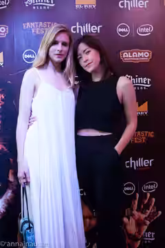 Julia Hart and Brit Marling, red carpet Fantastic Fest 2015.