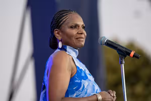 Audra McDonald performs during a Juneteenth concert at the White House. (2023)