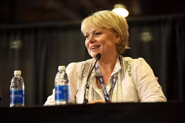 Julie Dawn Cole of "Willy Wonka &amp; the Chocolate Factory" speaking with attendees at the 2017 Phoenix Comicon Fan Fest at the Phoenix Convention Center in Ph