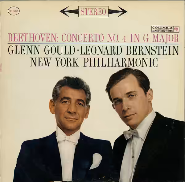 Cover of Concerto no. 4, in G major, for piano and orchestra, op. 58 (Glenn Gould (right) and Leonard Bernstein) (1961)