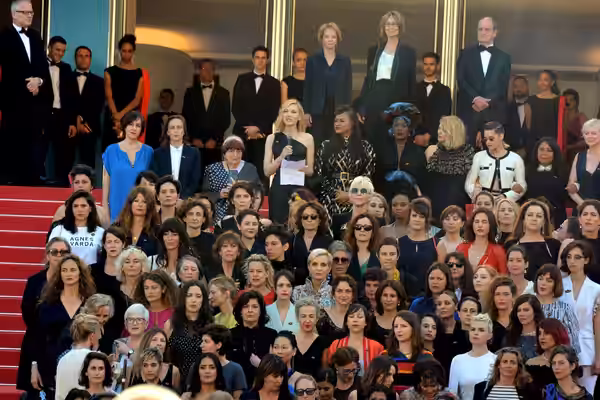 Manifestation pour l'égalité salariale et la parité dans le cinéma, organisée pendant le festival de Cannes (2018)