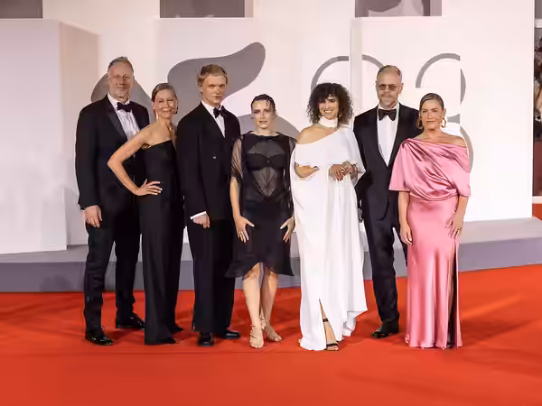 Marina Bouras, Carsten Bjørnlund, May el-Toukhy and Mathilde Arcel Fock at the 83rd Venice International Film Festival (2026)