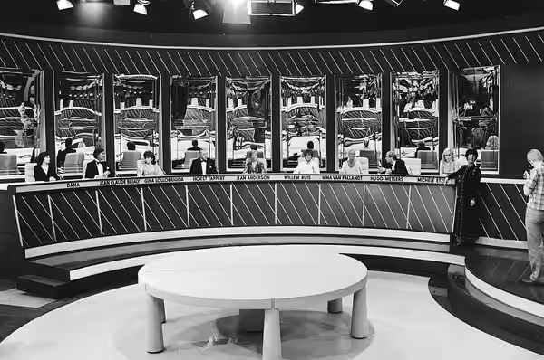 Collectie / Archief : Fotocollectie Anefo Reportage / Serie : Opnamen Europaquiz door de NOS in verband met de Europese verkiezingen Beschrijving : NOS televisi (1979)