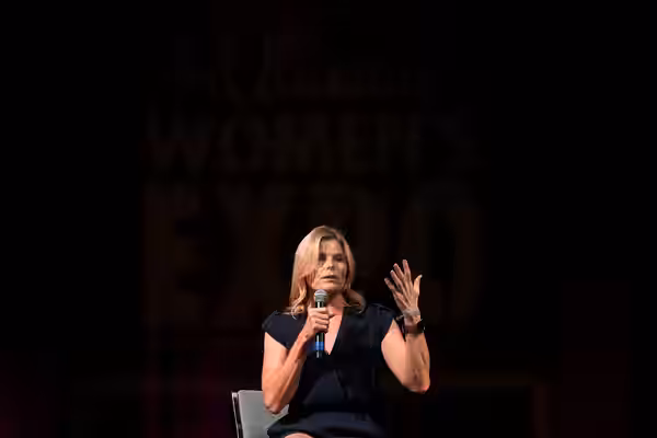 Mariel Hemingway speaking at the 2017 Arizona Ultimate Women's Expo at the Phoenix Convention Center in Phoenix, Arizona. Please attribute to Gage Skidmore if u