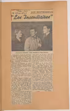 Contient : coupures de presse. - Concerne : représentation du 11 avril 1946 au Théâtre des Noctambules Langue : français