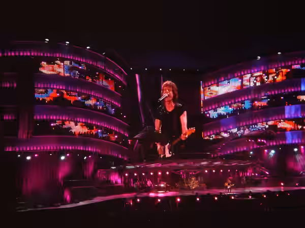Stones on stage during Bigger Bang Tour, Twickenham, 2006