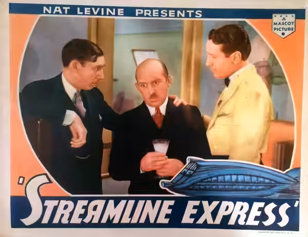 Lobby card for the American comedy drama film Streamline Express (1935).