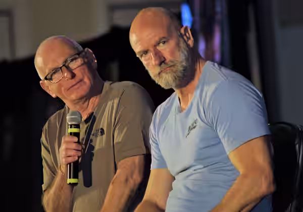 Gary Lewis (and Graham McTavish) answer fan questions during their panel at Creation Entertainment's Las Vegas, Nevada (USA) Outlander Convention on 15 July 201 (2018)