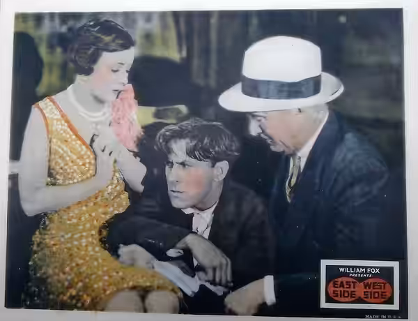 Lobby card for the American film East Side, West Side (1927).