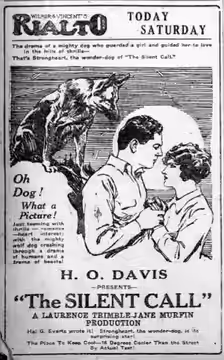 Rialto Theater advertisement for the American drama film The Silent Call (1921) with Strongheart the Dog, John Bowers, and Kathryn McGuire - 29 Jun 1923 Morning
