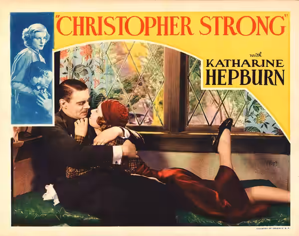 Lobby card for the 1933 film Christopher Strong, with Colin Clive and Katharine Hepburn.