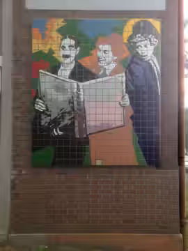 Mosaic dedicated to Harpo, Groucho et Karl on a building in Lille (Faubourg de Bethune), France (2017)