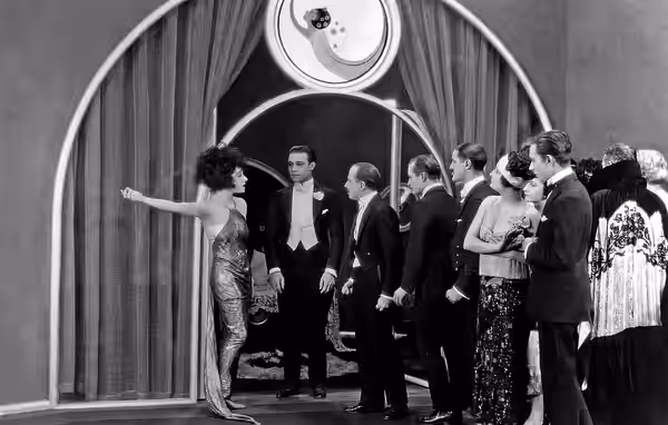 Alla Nazimova and Rudolph Valentino in a still from the 1921 film Camille.