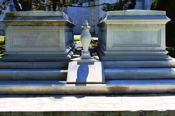 Graves of Columbia Pictures co-founder Harry Cohn and his wife Joan Cohn, Hollywood Forever Cemetery, Los Angeles, California.