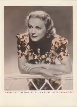 Publicity photo of Madeleine Carroll for Argentinean Magazine. (Printed in USA) (1939)