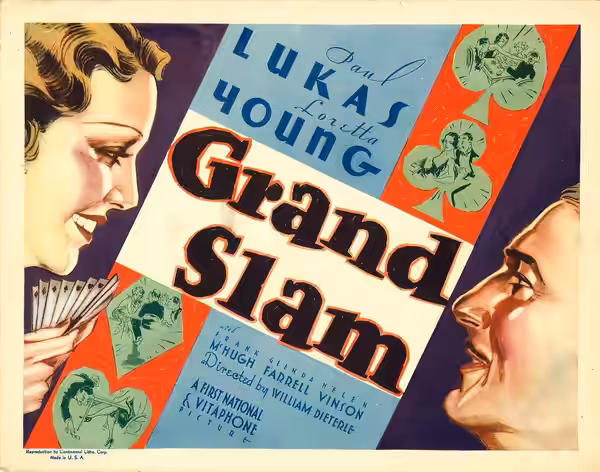 Lobby card from the 1933 film Grand Slam with Loretta Young and Paul Lukas.