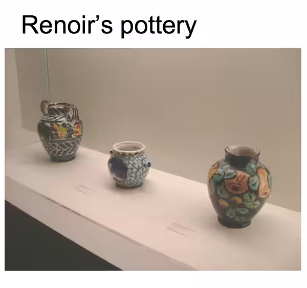 Pottery created by the young Jean Renoir circa 1915-18 before his career as a film maker. (2013)