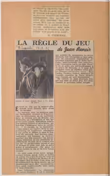 Sujet : La règle du jeu Contient : coupures de presse. - Concerne : reprise en 1945 du film de 1939 Langue : français