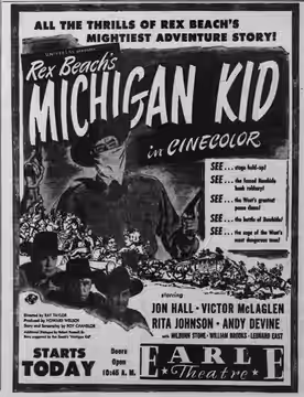 Earle Theater advertisement for the American western film The Michigan Kid (1947) - 11 Mar. 1947 Morning Call, Allentown PA