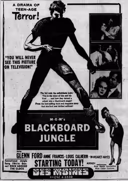 Theatre advertisement for the film, Blackboard Jungle , 9 June, 1955.