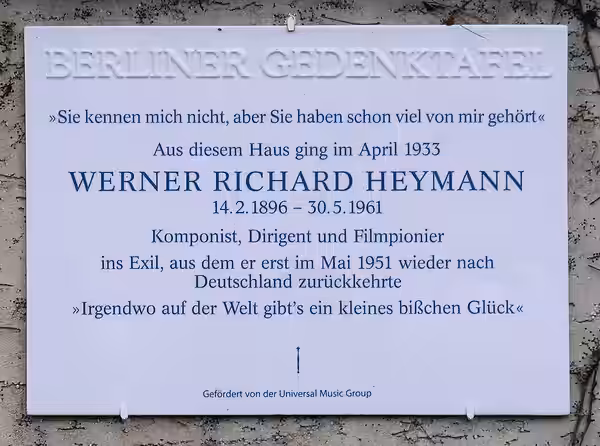 Berlin memorial plaque, Werner Richard Heymann, Karolingerplatz 5a, Berlin-Westend, Germany