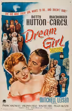 Theatrical Release poster for the 1948 film Dream Girl, a romantic comedy starring Betty Hutton and Macdonald Carey.