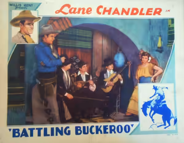 Lobby card for the American western film Battling Buckaroo (1932).