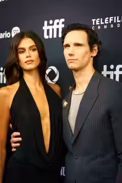 Kaia Gerber and Cory Michael Smith at the 2024 Toronto International Film Festival (TIFF) for the movie SATURDAY NIGHT.