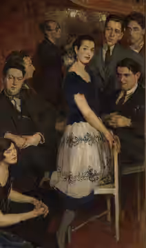 Le Groupe de six, oil on canvas, musée des beaux-arts de Rouen, France. In the center : pianist Marcelle Meyer. From bottom to top : Germaine Tailleferre, Dariu (1922)