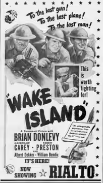 Rialto Theater advertisement for the American war film Wake Island (1942) - 16 Oct. 1942 Morning Call, Allentown PA