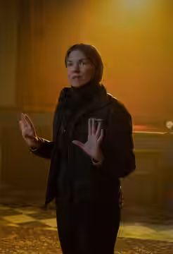 Emma Tammi on the Set of " FIVE NIGHTS AT FREDDY'S" (2023)