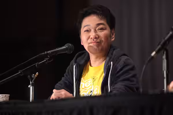 Kappei Yamaguchi speaking with attendees at the 2016 Taiyou Con at the Mesa Convention Center in Mesa, Arizona. Please attribute to Gage Skidmore if used elsewh