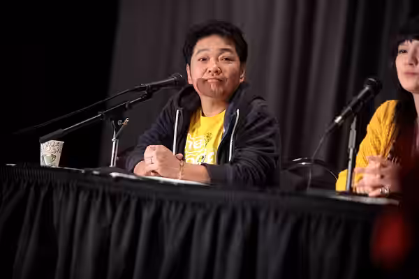 Kappei Yamaguchi speaking with attendees at the 2016 Taiyou Con at the Mesa Convention Center in Mesa, Arizona. Please attribute to Gage Skidmore if used elsewh
