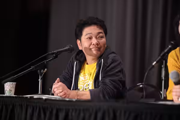 Kappei Yamaguchi speaking with attendees at the 2016 Taiyou Con at the Mesa Convention Center in Mesa, Arizona. Please attribute to Gage Skidmore if used elsewh