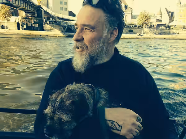 Bouli Lanners et son chien Gibus à Liège - 2013