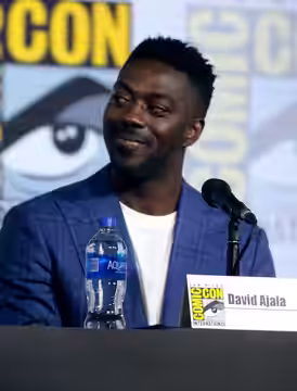 Sonequa Martin-Green and David Ajala speaking at the 2019 San Diego Comic Con International, for "Star Trek: Discovery", at the San Diego Convention Center in S