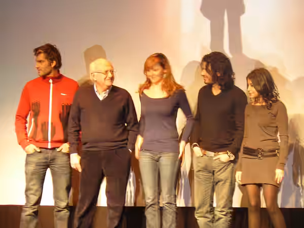 short film jury at Fantastic'Arts 2009. François Vincentelli, Vladimir Cosma, Julie Ferrier, Mabrouk El Mechri, Leila Bekhti