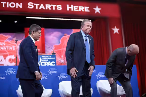 Judge Andrew Napolitano, Lou Dobbs and former Director of the National Security Agency Michael Hayden speaking at the 2015 Conservative Political Action Confere