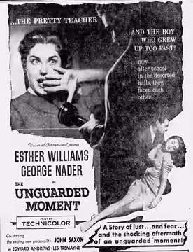 Theatre advertisement for the film, The Unguarded Moment, 8 October, 1956.