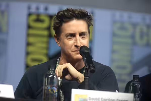 David Gordon Green speaking at the 2018 San Diego Comic Con International, for "Halloween", at the San Diego Convention Center in San Diego, California. Please 