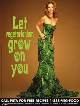 "Let vegetarianism grow on you" campaign for PETA. Model: Elizabeth Berkley (2008)