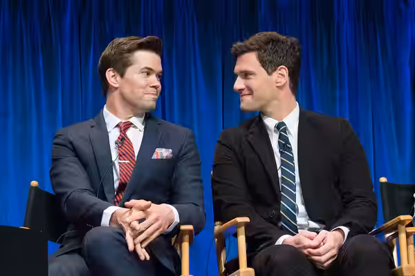 Andrew Rannells and Justin Bartha at the PaleyFest 2013 panel on the TV show "The New Normal"