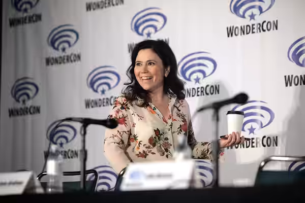 Alex Borstein speaking at the 2016 Wondercon, for "Bordertown", at the Los Angeles Convention Center in Los Angeles, California. Please attribute to Gage Skidmo