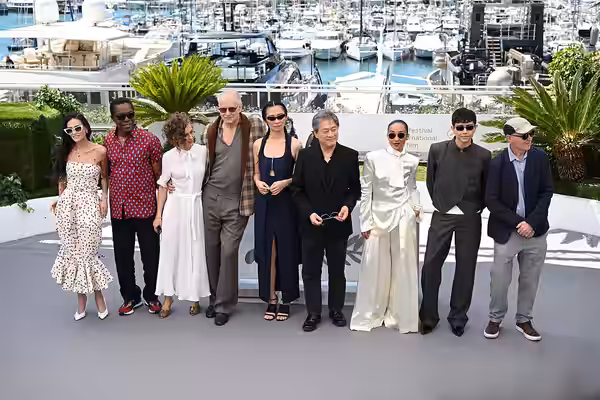 CANNES, FRANCE - MAY 12: Jury Members Demi Moore, Isaach de Bankolé, Laura Wandel, Stellan Skarsgård, Chloé Zhao, Jury President Park Chan-wook, Ruth Negga, Die (2026)