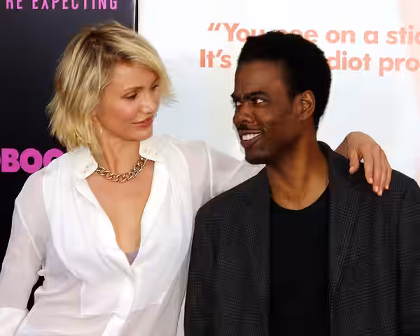 Cameron Diaz and Chris Rock at the 2012 premiere of What to Expect When You're Expecting in New York