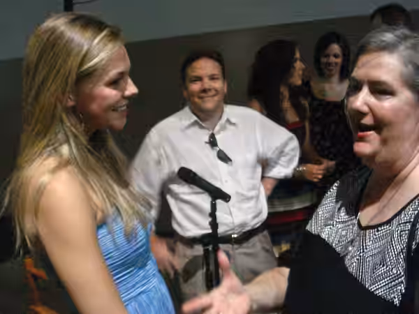 Eloise Mumford talks to fans during a sneak showing of the pilot for the short-lived TV series "Lone Star" in the lobby of the Studios at Las Colinas where the  (2010)
