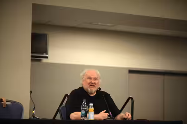 Colin Baker speaking at the 2014 Phoenix Comicon Fan Fest at the University of Phoenix Stadium in Glendale, Arizona. Please attribute to Gage Skidmore if used e
